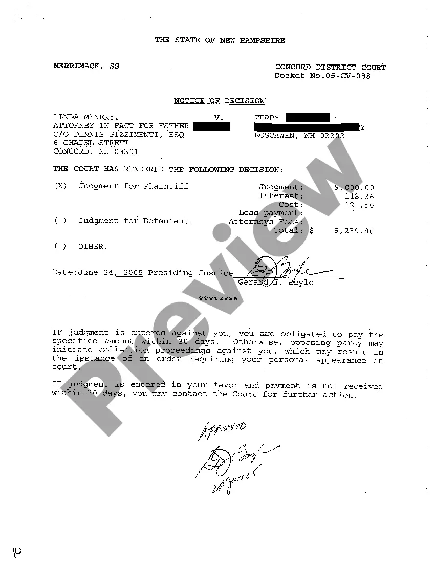 Get A07 Notice of Decision of Default by Defendant Preview A07 Notice of Decision of Default by Defendant