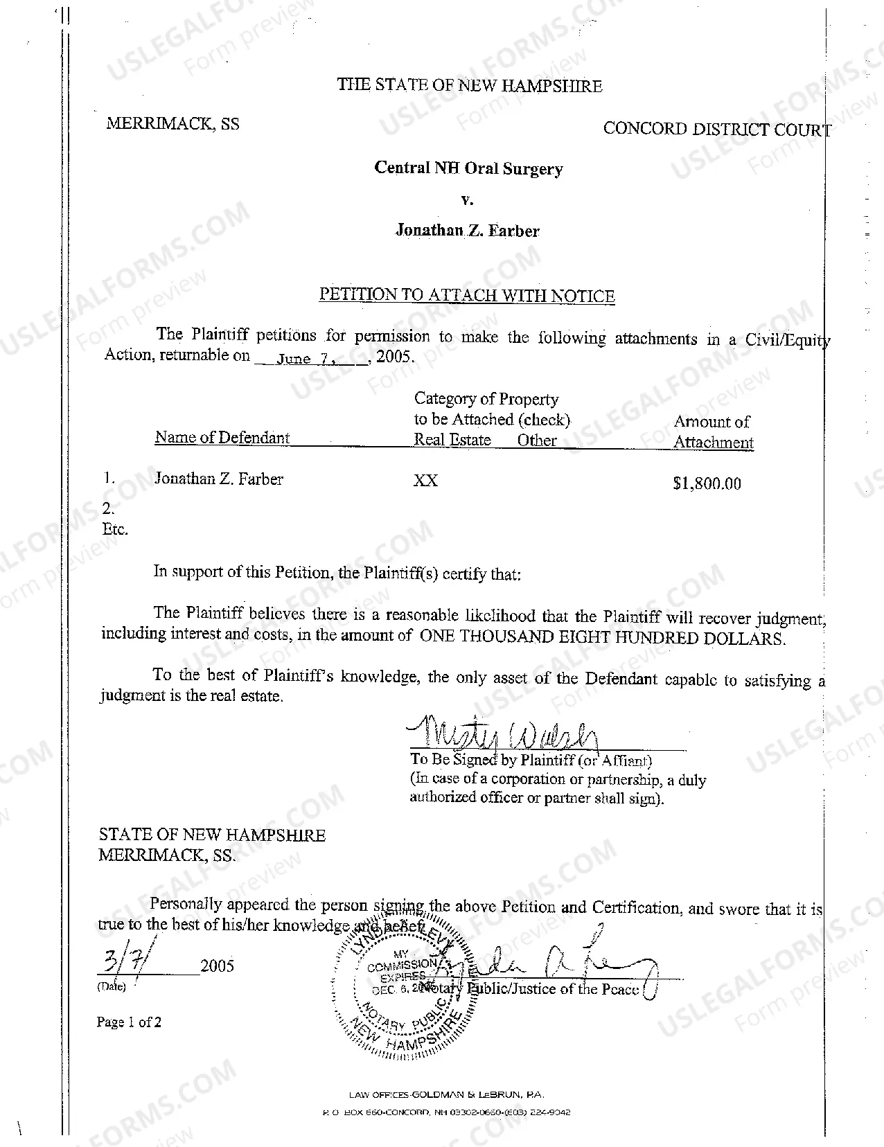 Preview A02 Petition to Attach Real Estate with Notice