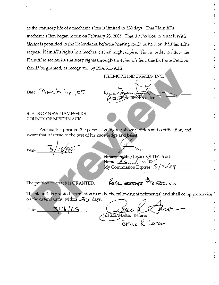 Preview A02 Petition for Ex Parte Attachment of Real Estate