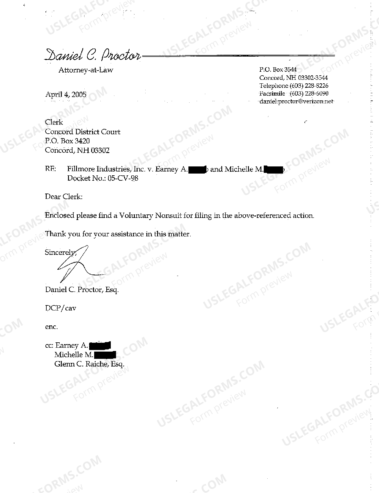 New Hampshire Plaintiff's Voluntary Nonsuit Voluntary Nonsuit US