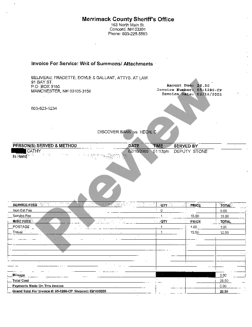 Preview A01 Writ of Summons Attachments for Breach of Credit Extension Agreement