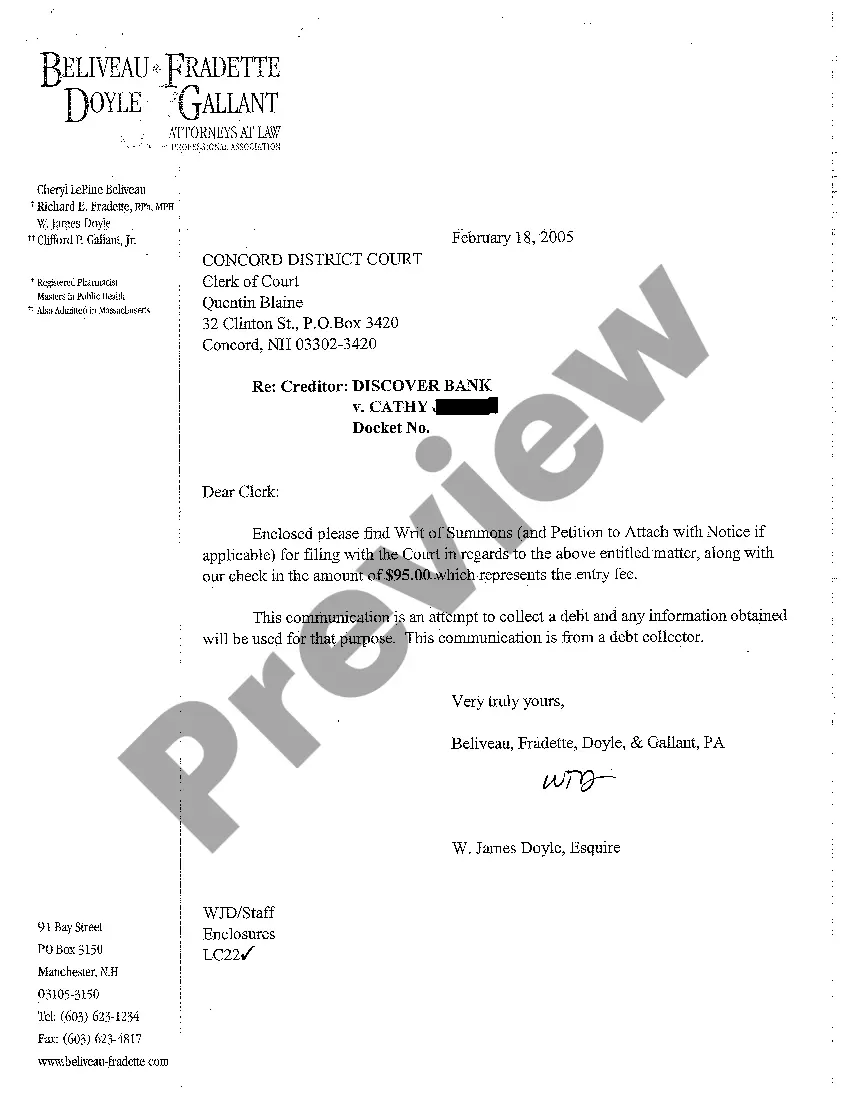 Preview A01 Writ of Summons Attachments for Breach of Credit Extension Agreement