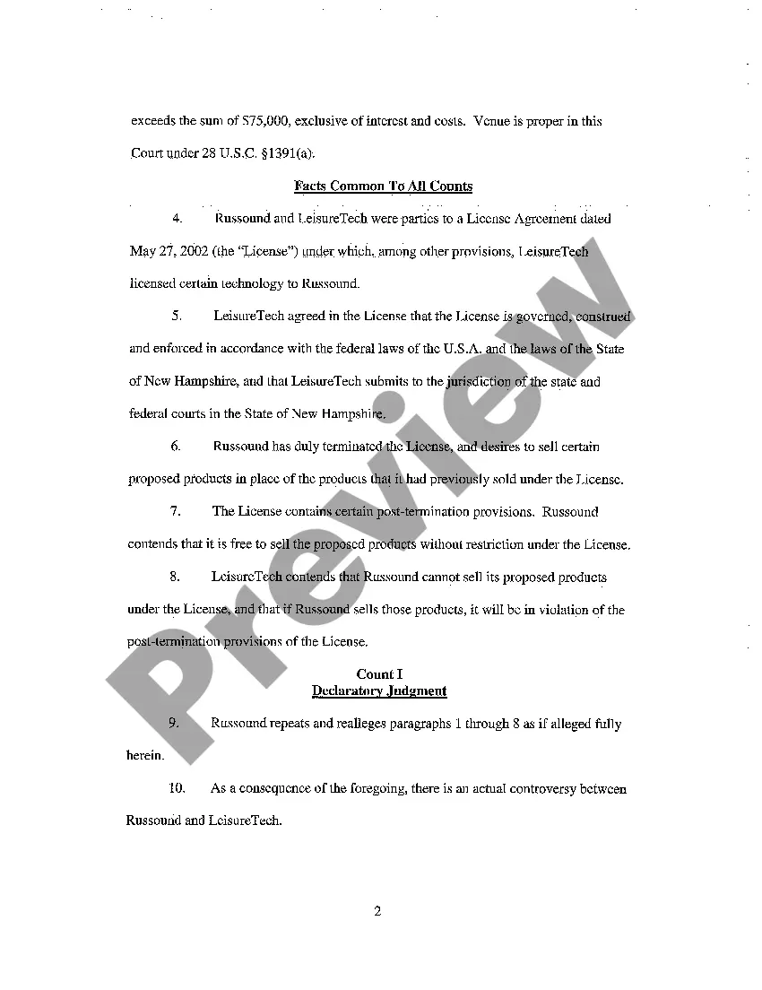 Get Complaint for Breach of Post-Termination Provisions of Lease Preview Complaint for Breach of Post-Termination Provisions of Lease