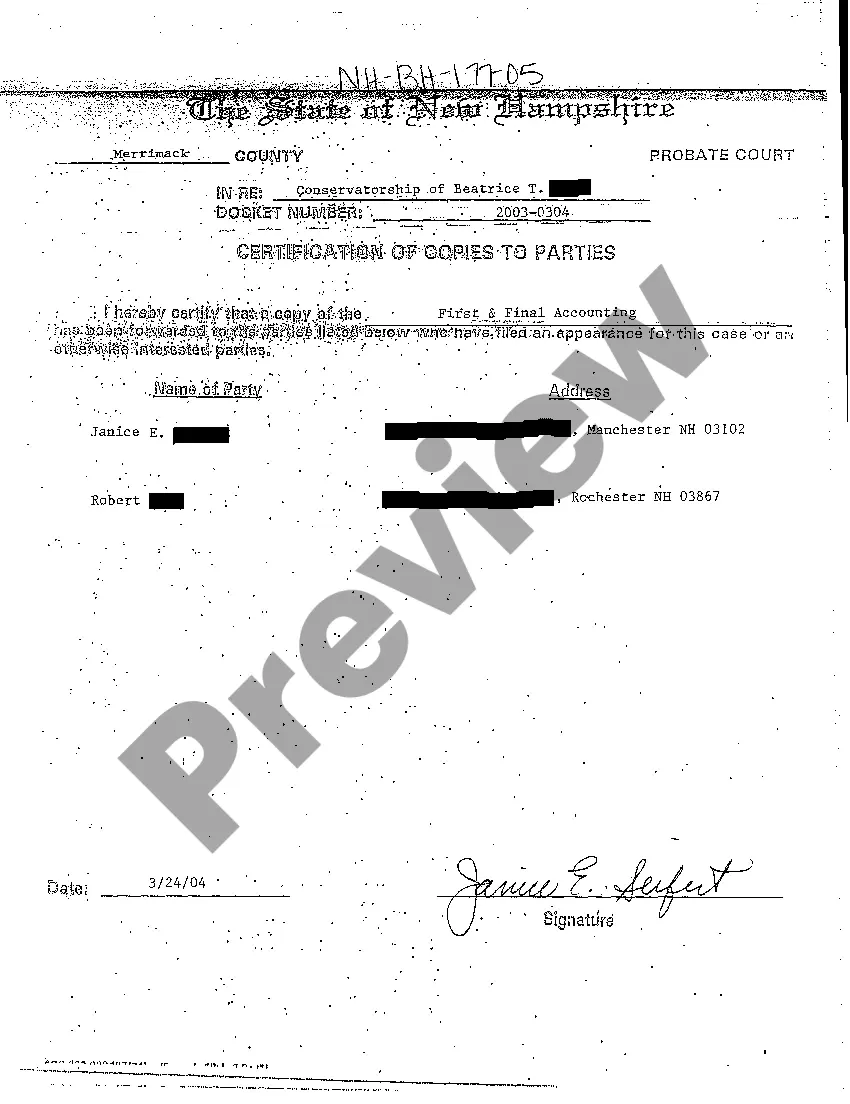 Preview A05 Certification of Copies of First and Final Accountings to Parties