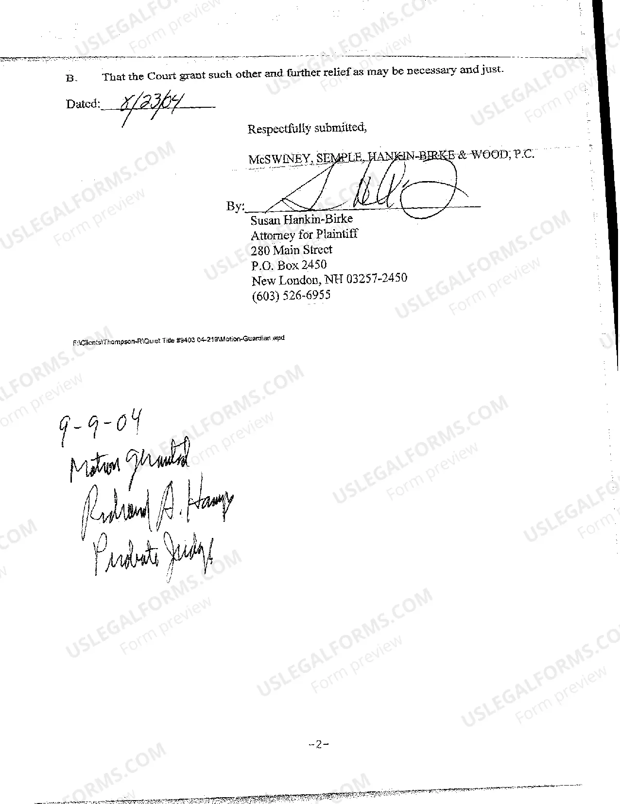 Preview A03 Motion for Guardian Due to Unknown Heir Location