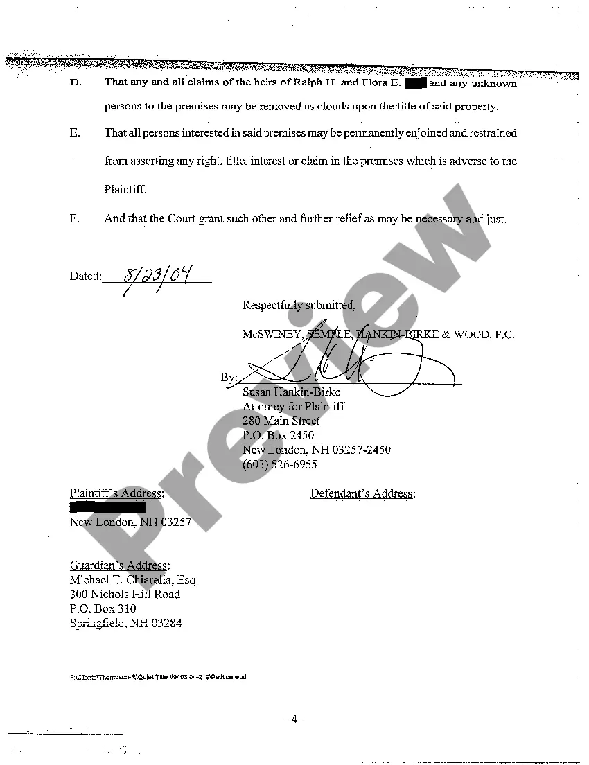 Get A01 Petition to Quiet Title Preview A01 Petition to Quiet Title