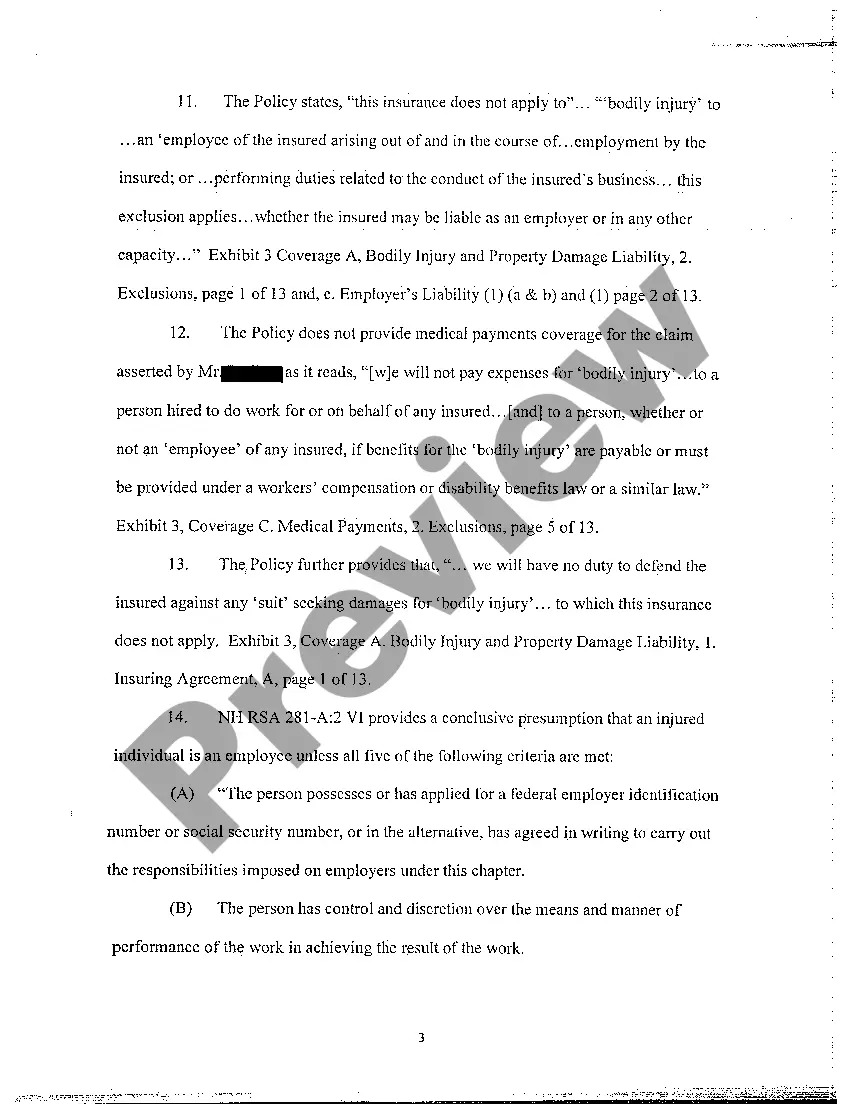 Preview A02 Petition by Insurance Company for Declaratory Judgment Seeking No Obligation to Defend Claim Against Insured