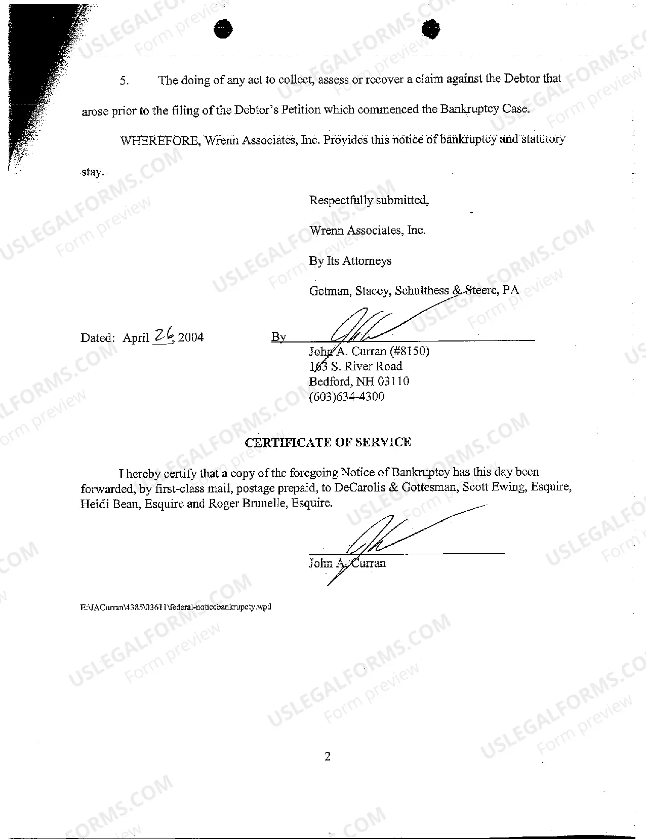 Preview A04 Notice of Bankruptcy