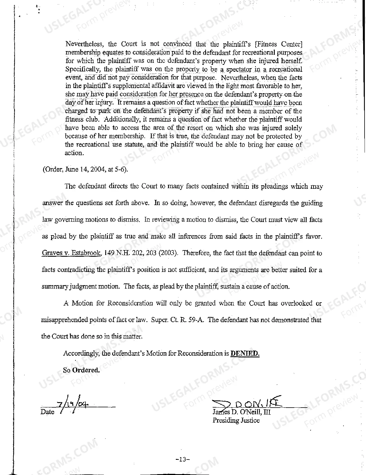 Preview A04 Order regarding Personal Injury Appeal Decision