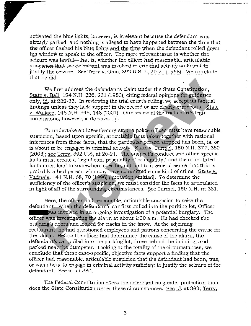 Preview A01 Argued Issues - DUI Appeal Decision - New Hampshire Supreme Court