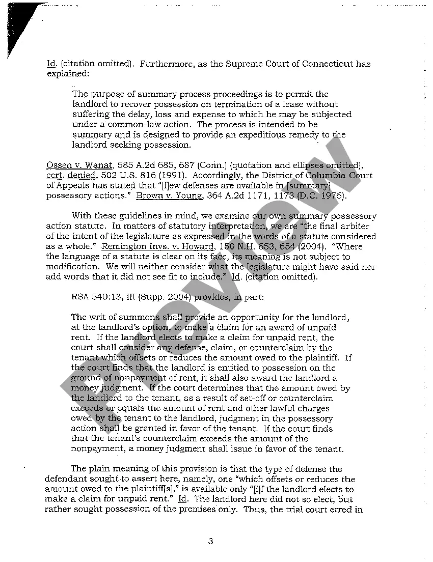 Preview A01 Argued Issues - Landlord Tenant Appeal of Unpaid Rent Decision - New Hampshire Supreme Court