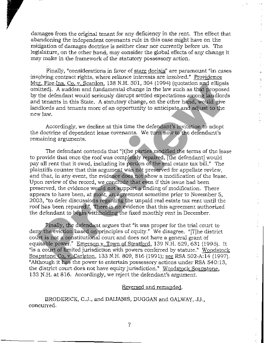 Preview A01 Argued Issues - Landlord Tenant Appeal of Unpaid Rent Decision - New Hampshire Supreme Court