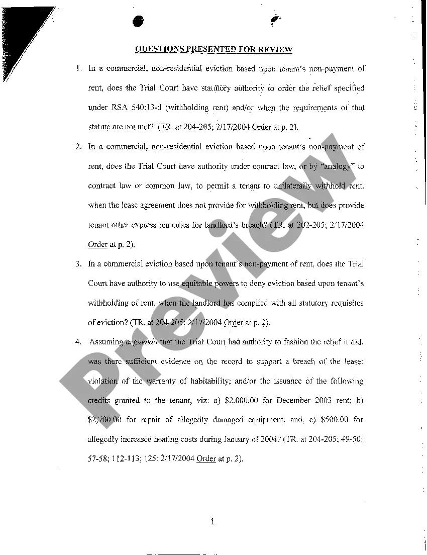 Preview A05 Petitioner's Motion for Leave to Substitute Questions Presented Section of Brief