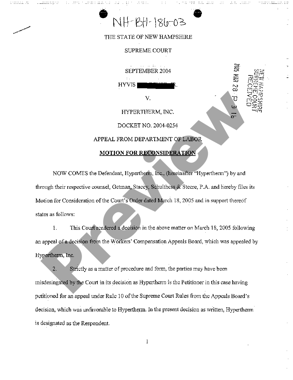 florida motion for reconsideration sample