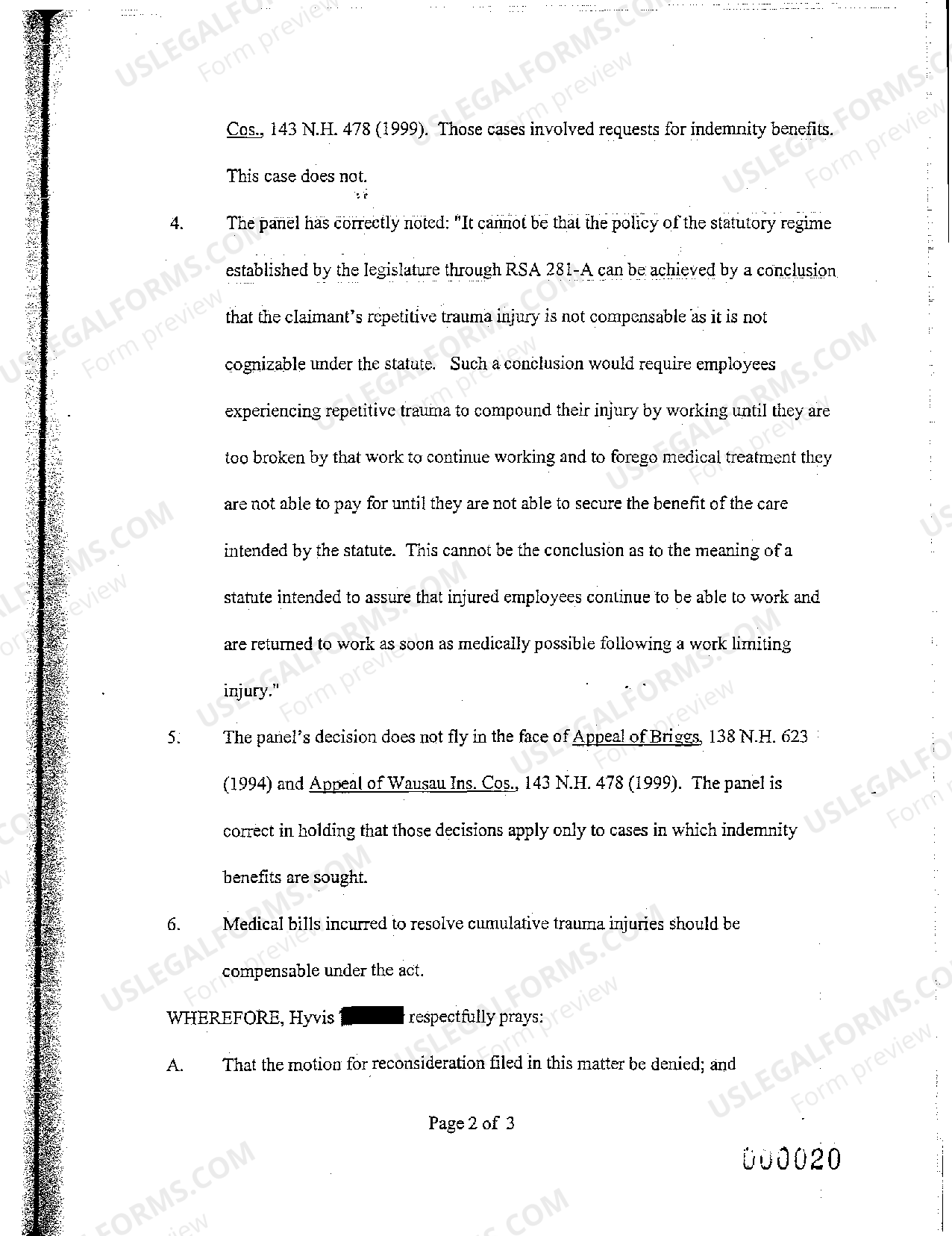 Manchester New Hampshire Objection to Motion for Reconsideration US