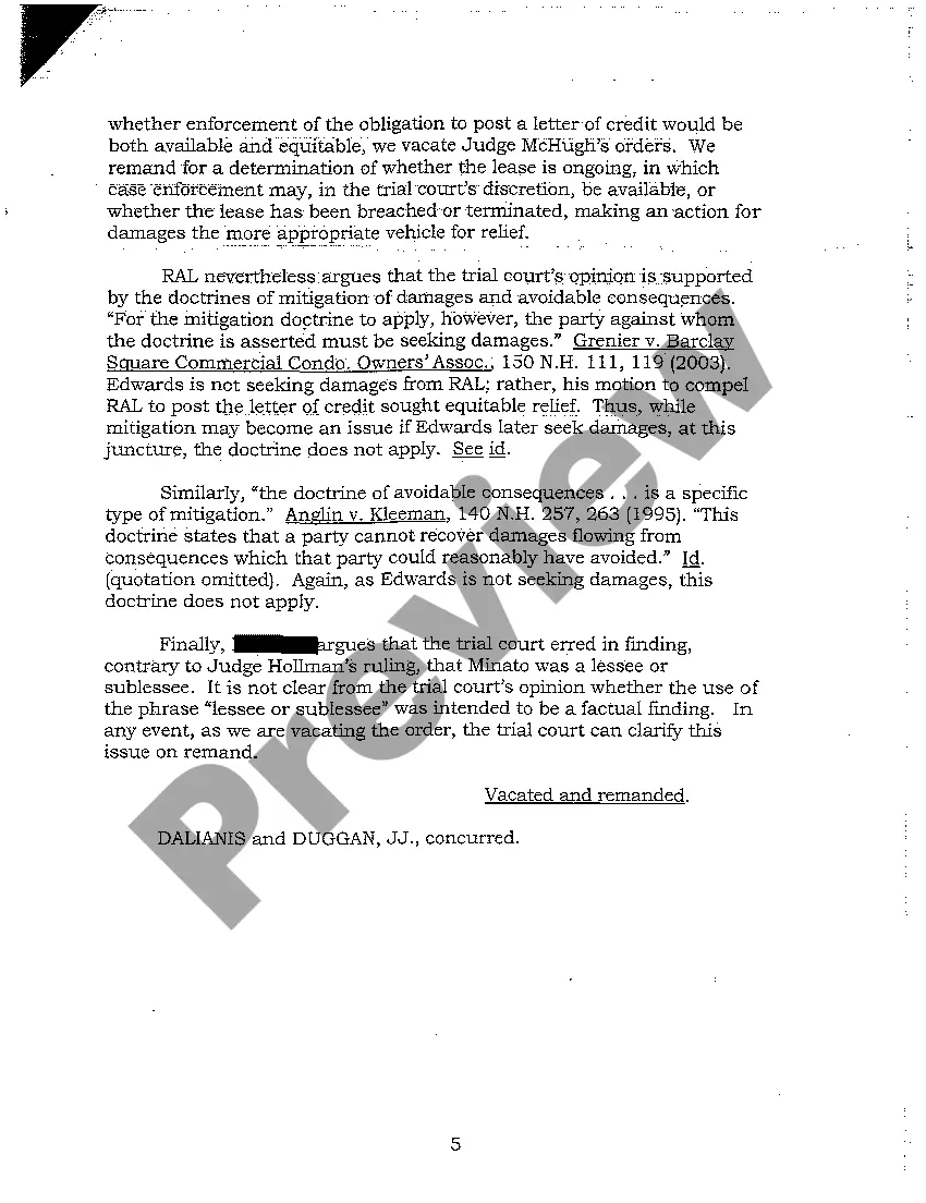 Preview A01 Argued Issues - Specific Performance Decision - New Hampshire Supreme Court