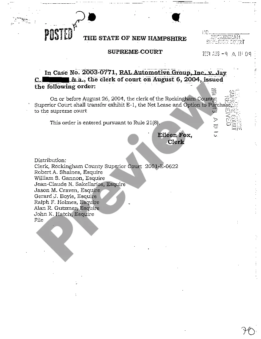 Preview A01 Argued Issues - Specific Performance Decision - New Hampshire Supreme Court