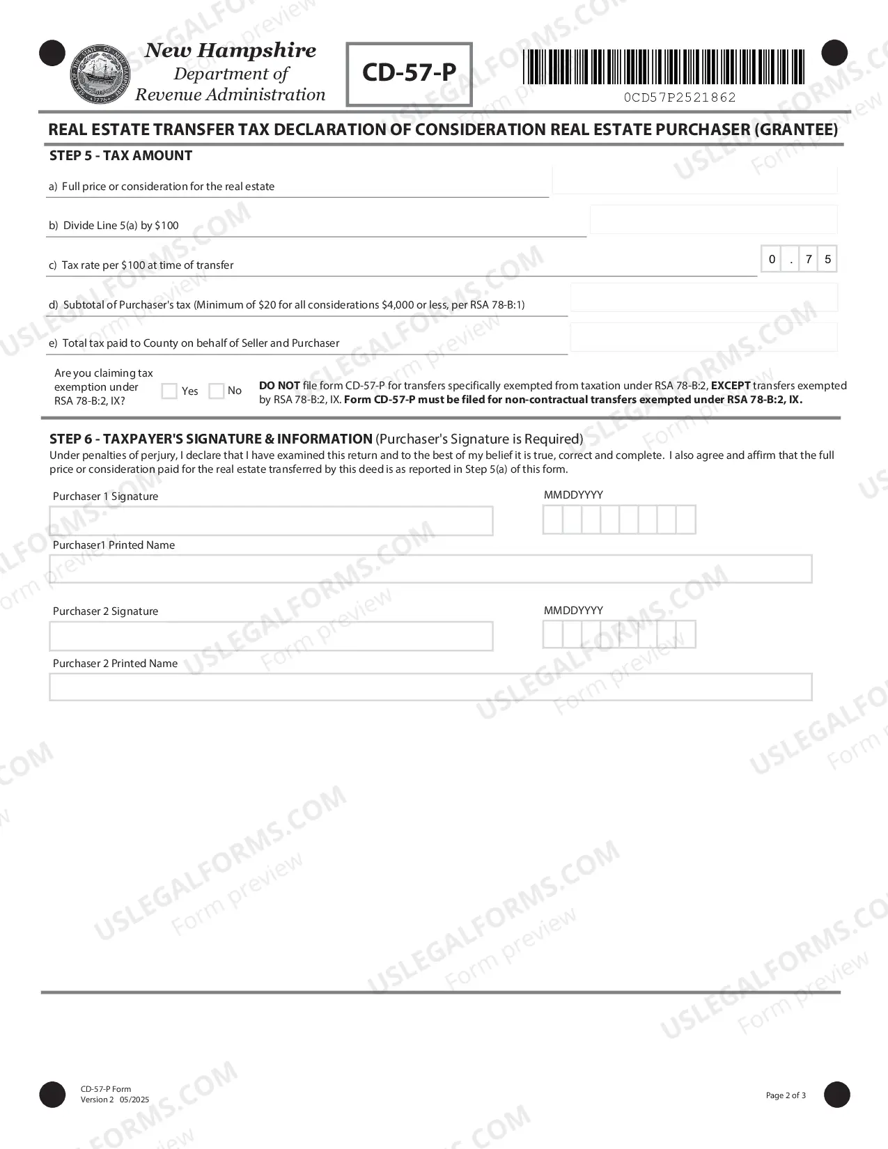 Preview Real Estate Transfer Tax Statement of Consideration