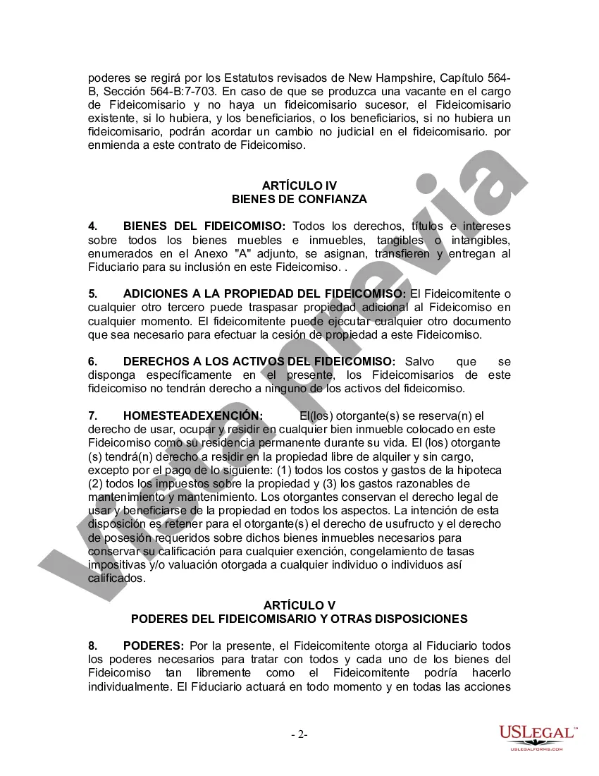 Preview Fideicomiso en Vida para Individuos Solteros, Divorciados o Viudos (o Viudos) sin Hijos