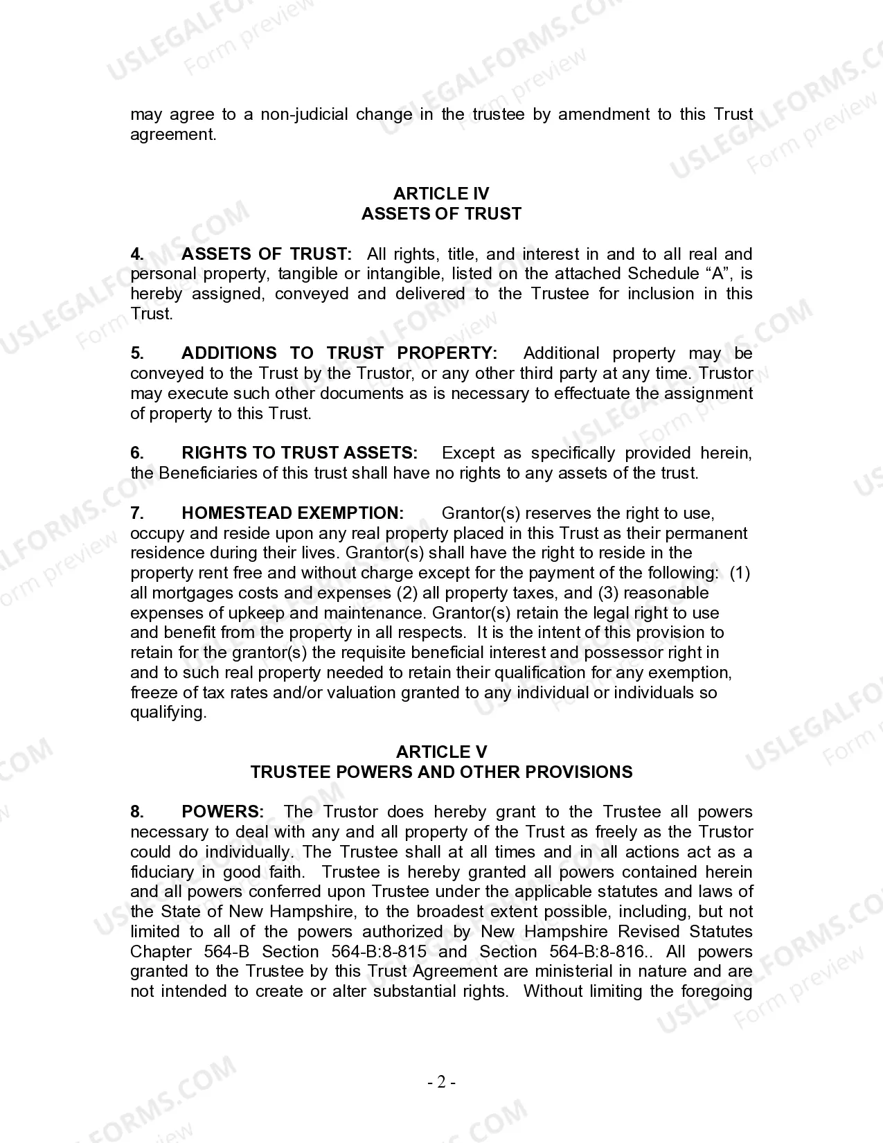 Preview Living Trust for Individual Who is Single, Divorced or Widow (or Widower) with No Children