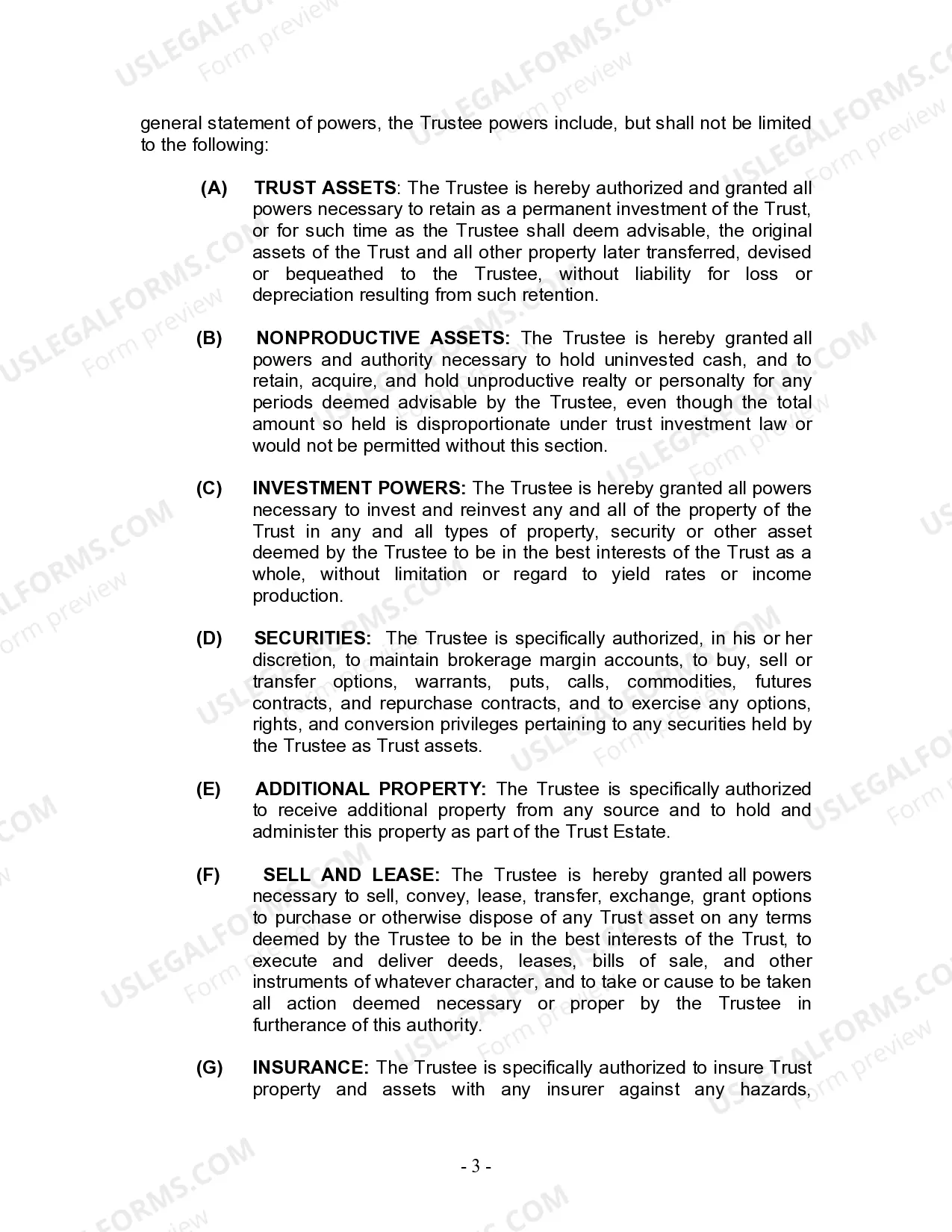 Preview Living Trust for Individual Who is Single, Divorced or Widow (or Widower) with No Children