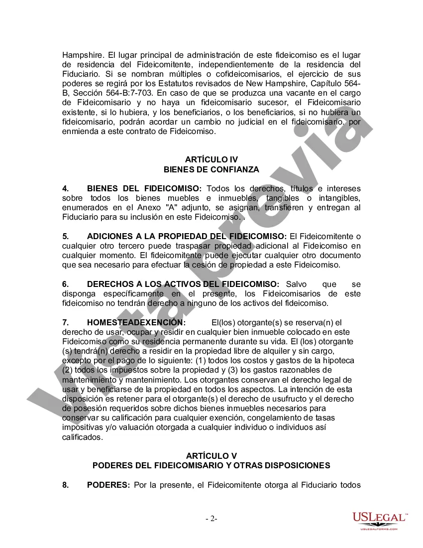 Preview Fideicomiso en Vida para Individuo Soltero, Divorciado o Viudo (o Viudo) con Hijos