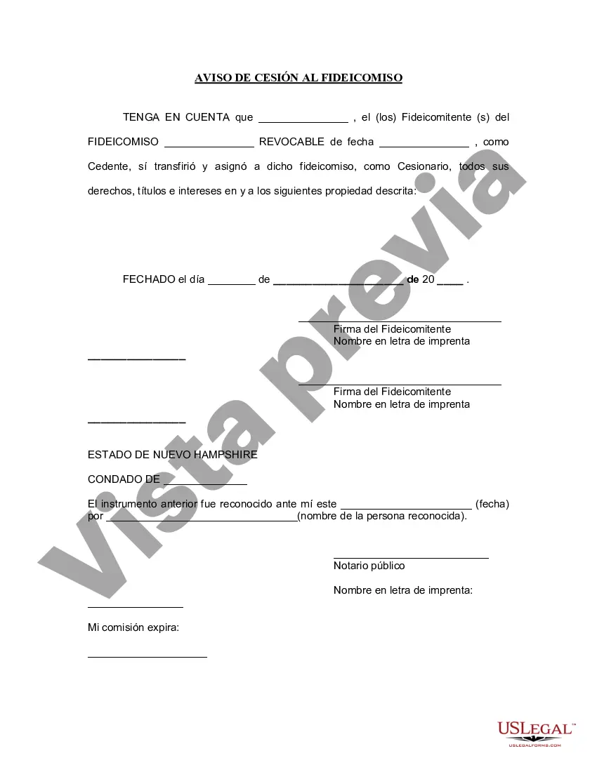 Preview Aviso de cesión a un fideicomiso en vida