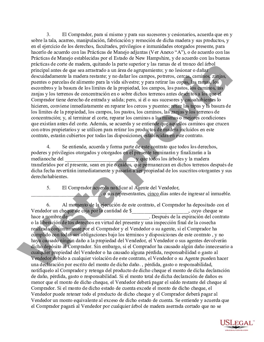 Preview Contrato de venta de madera de New Hampshire