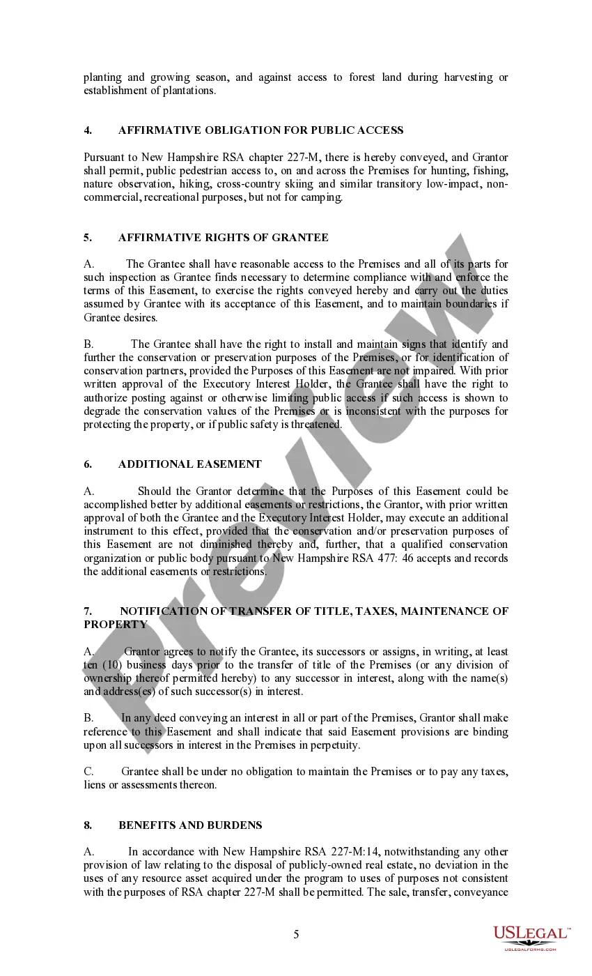 Preview LCHIP Model Conservation Easement for Scenic and Ecological Preservation and Damage Control