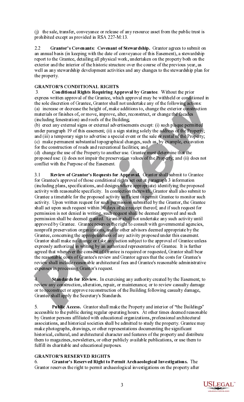 Preview Historic Preservation Easement for Architectural, Historical, and Cultural Features