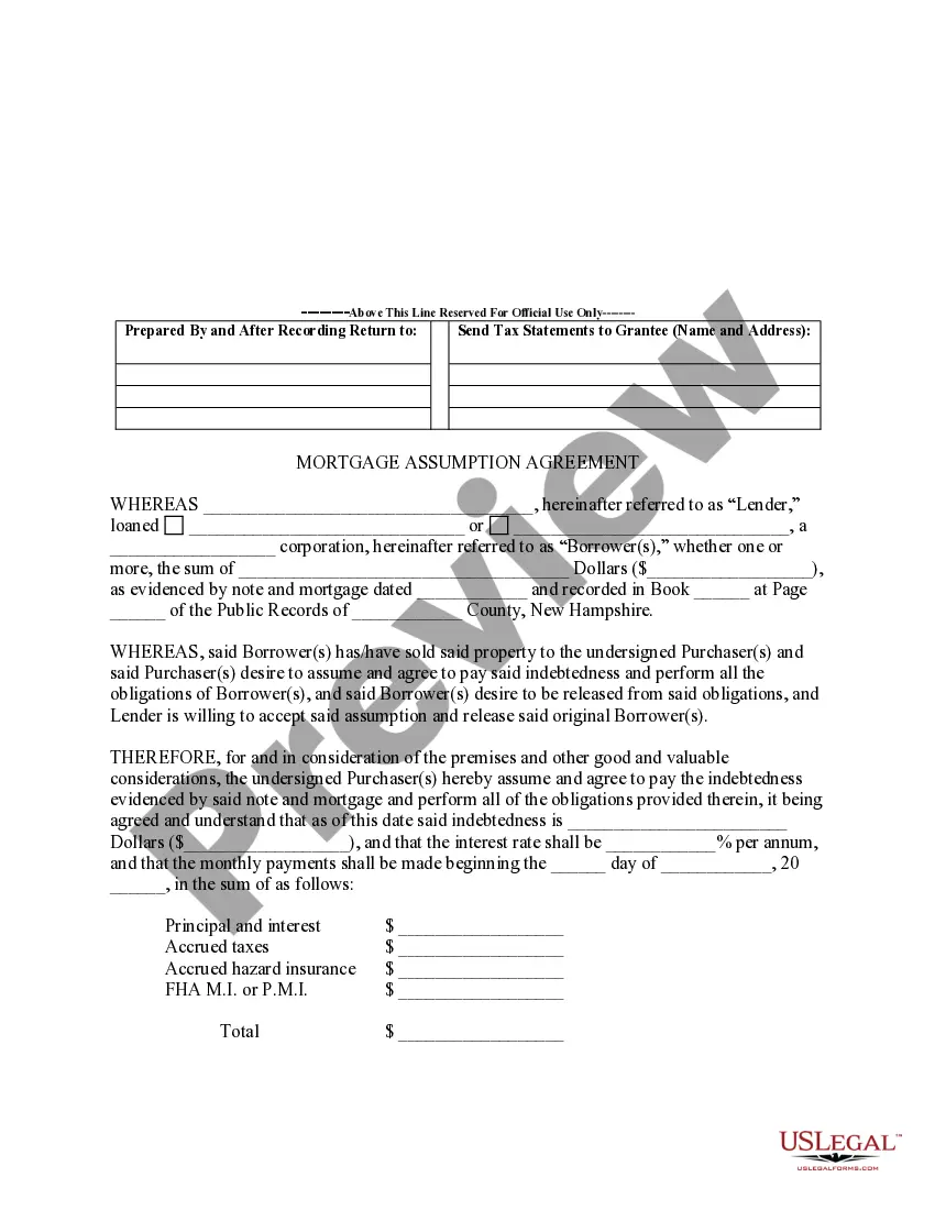 Get Assumption Agreement of Mortgage and Release of Original Mortgagors Preview Assumption Agreement of Mortgage and Release of Original Mortgagors