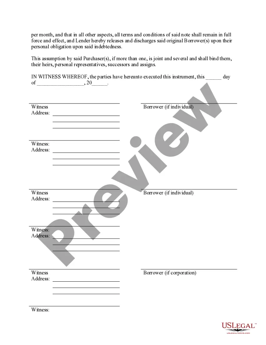 Get Assumption Agreement of Mortgage and Release of Original Mortgagors Preview Assumption Agreement of Mortgage and Release of Original Mortgagors