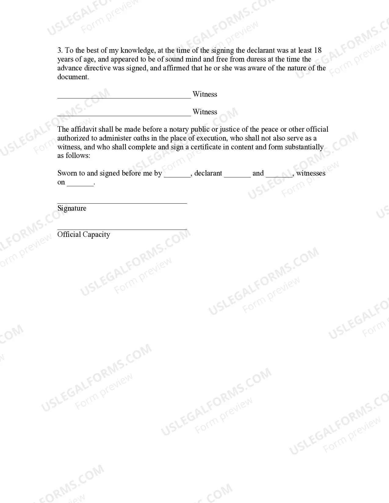 Preview Living Will Declaration