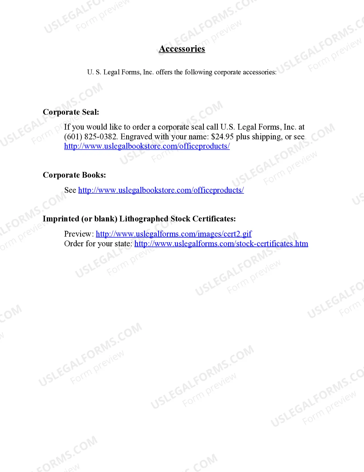 Preview Notices, Resolutions, Simple Stock Ledger and Certificate