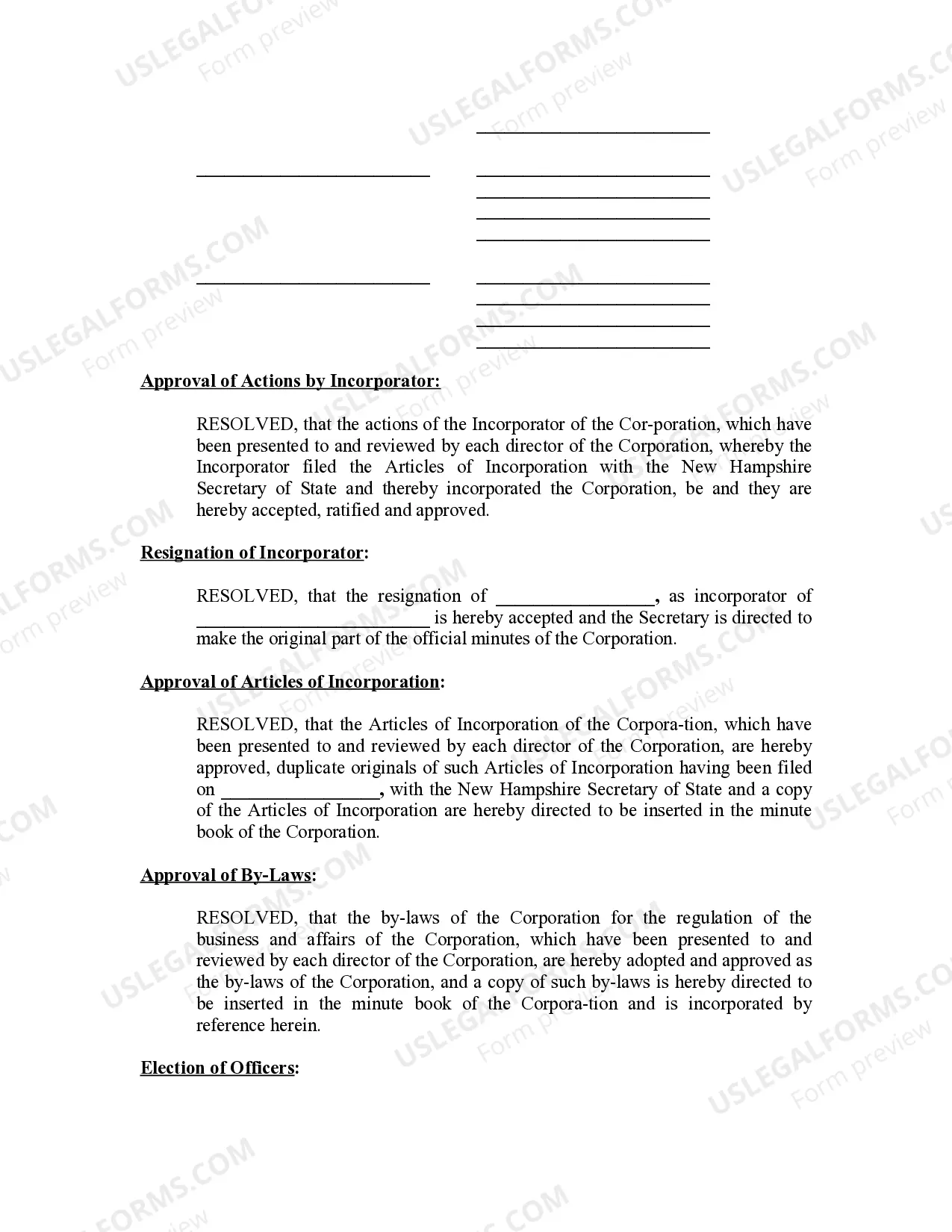 Preview Minutes for Organizational Meeting