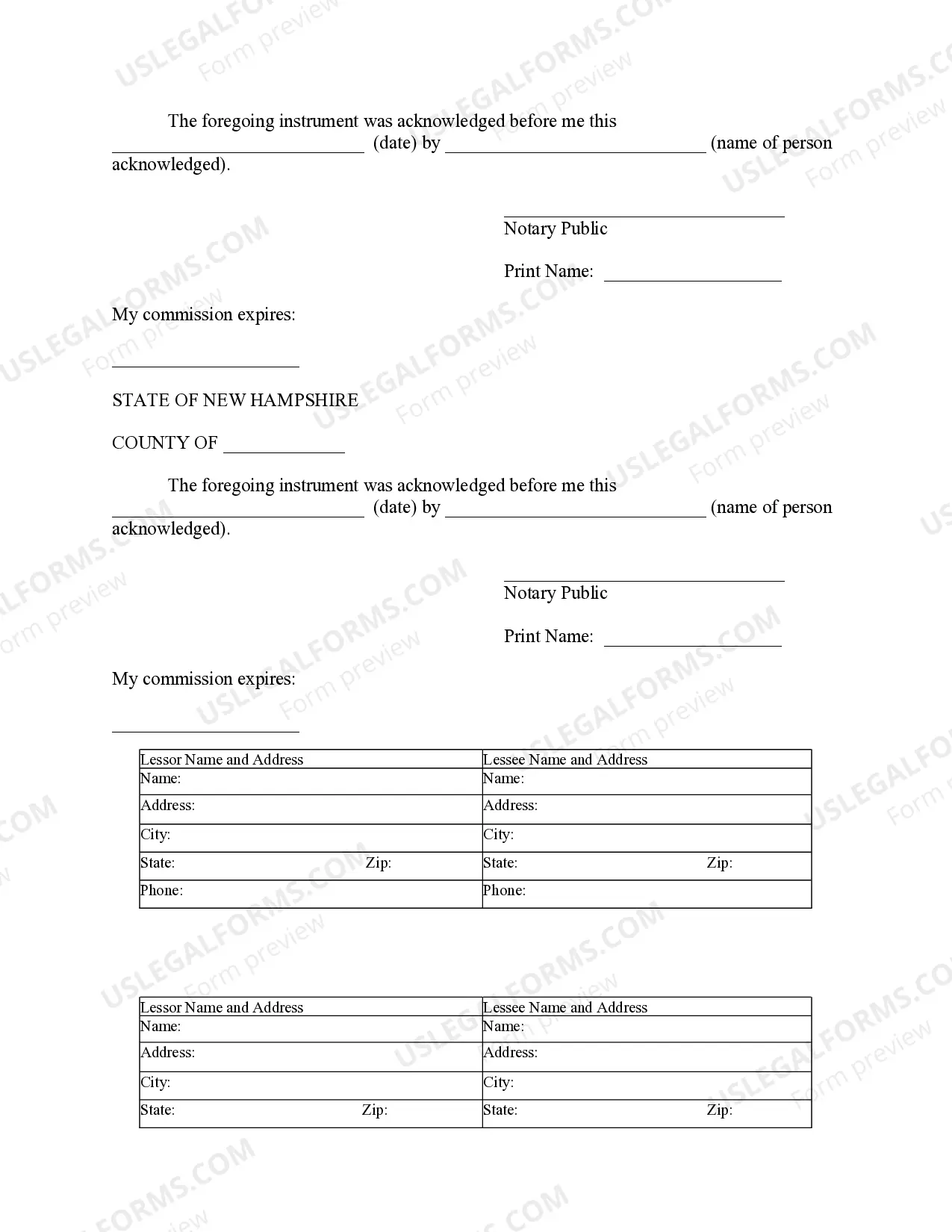 Preview Notice of Lease for Recording