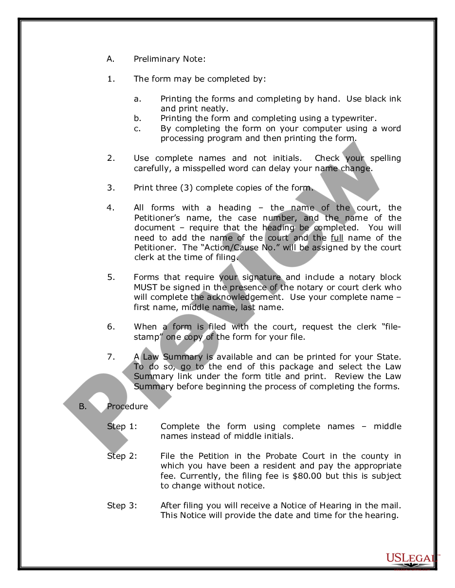 page 2 Name Change Instructions and Forms Package for an Adult preview