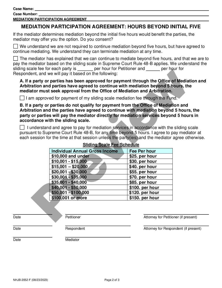 page 1 Mediation Participation Agreement preview