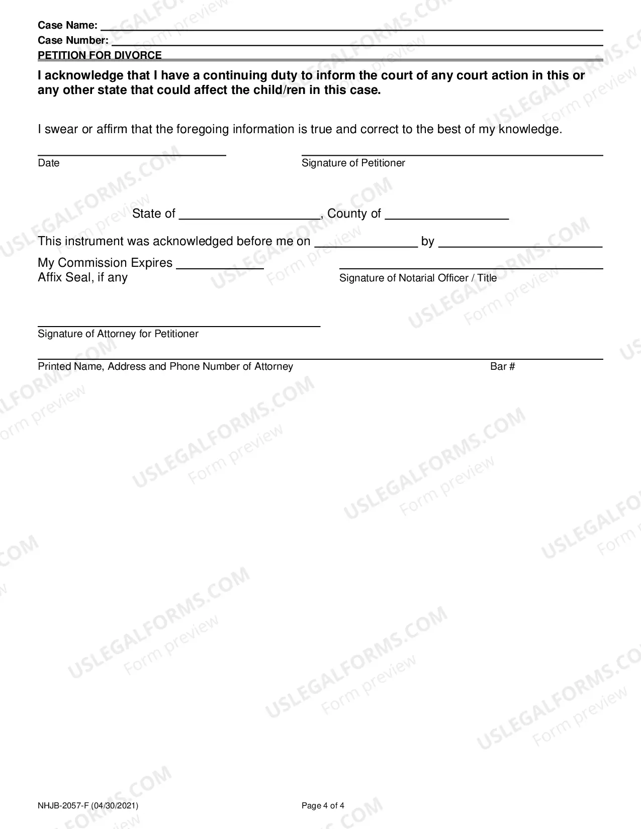 Preview Petition for Divorce