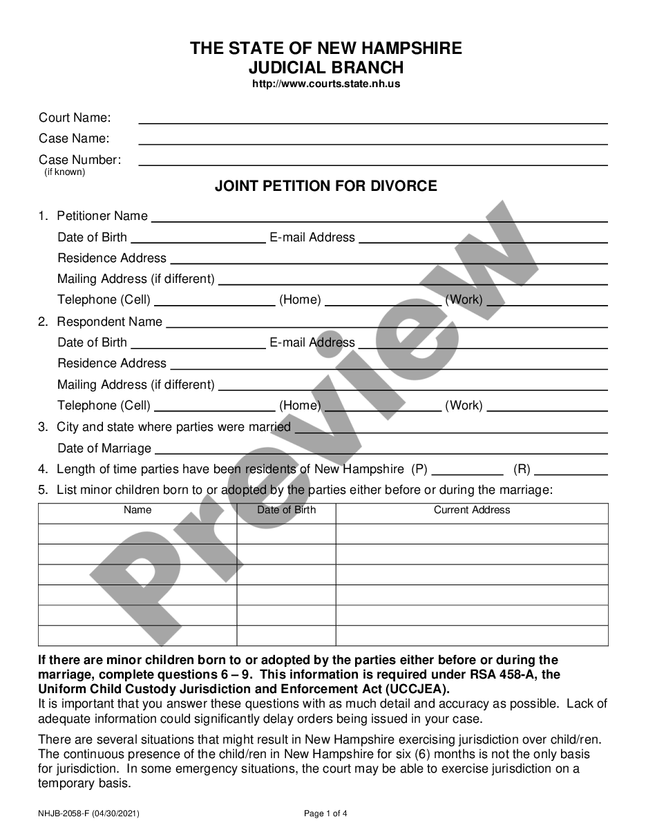 page 0 Joint Petition for Divorce preview