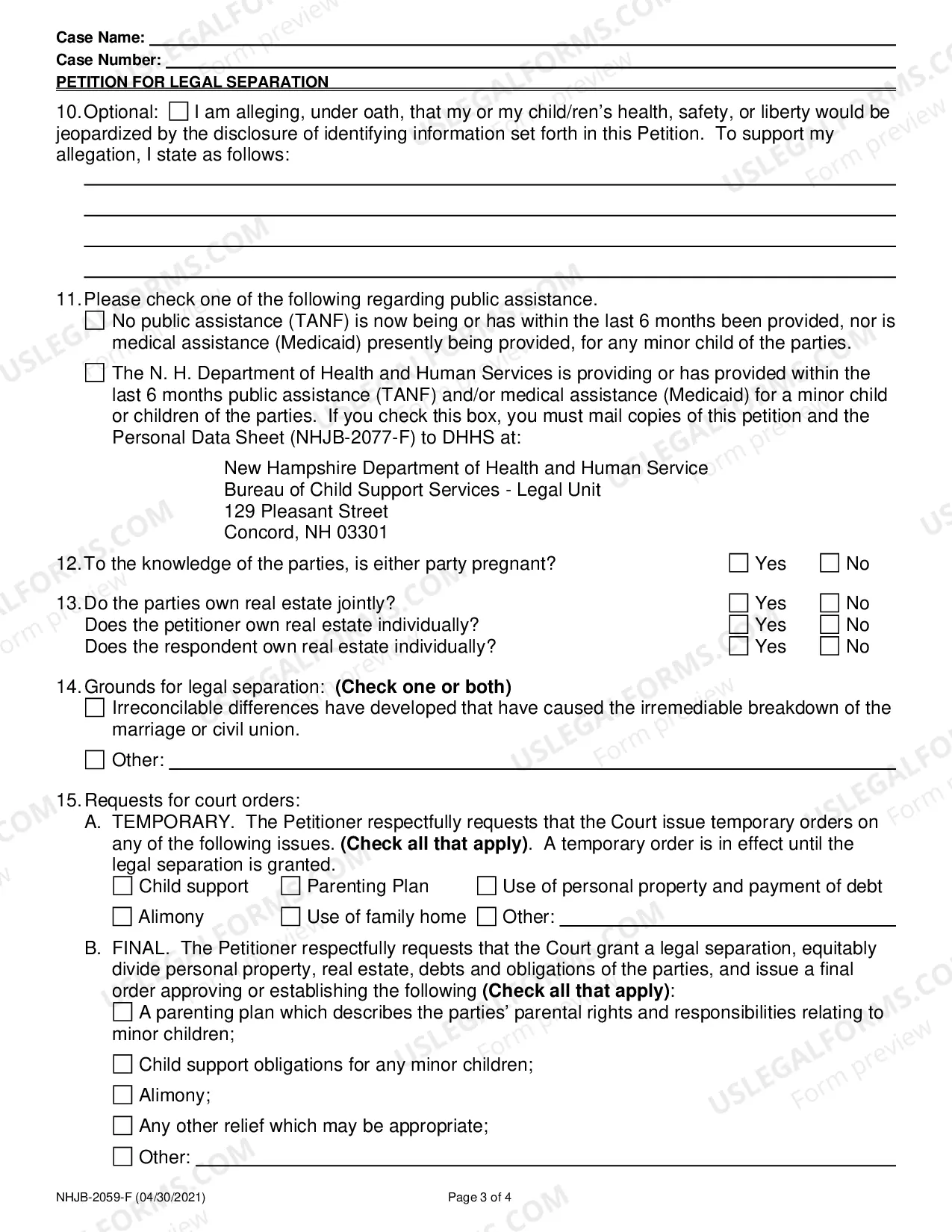 Preview Petition for Legal Separation