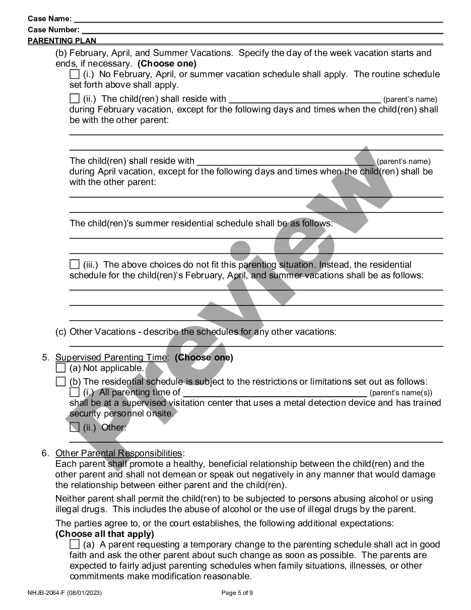 page 4 Parenting Plan preview
