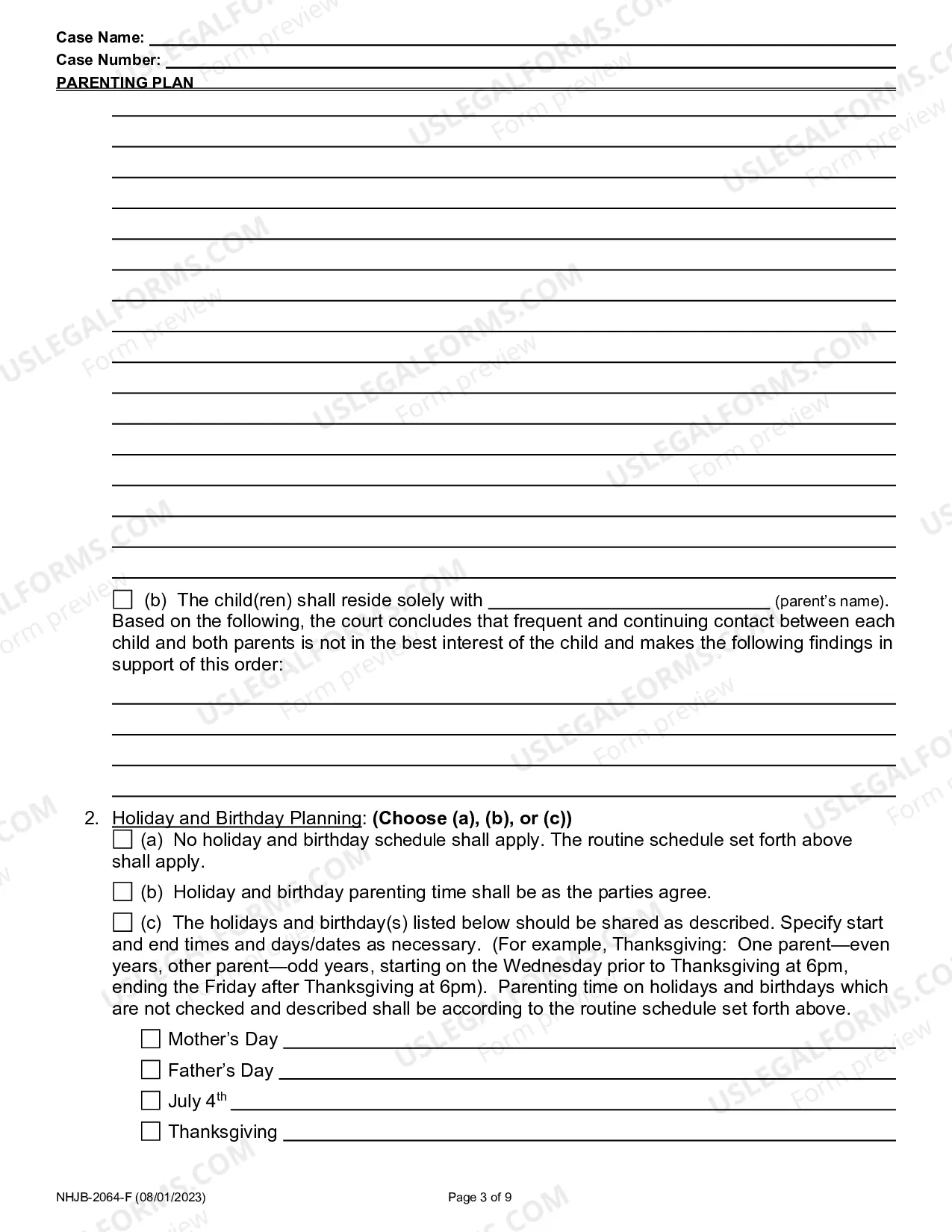 Preview Parenting Plan