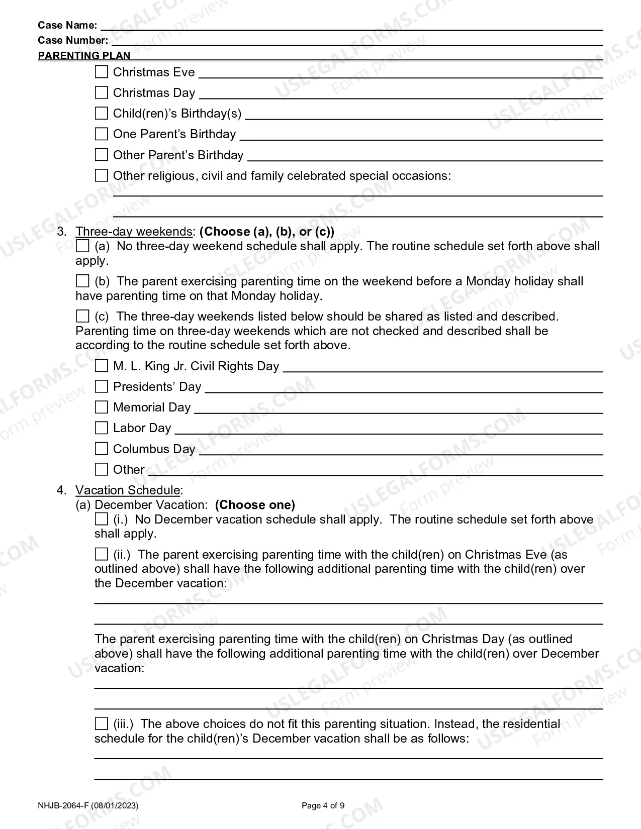 Preview Parenting Plan