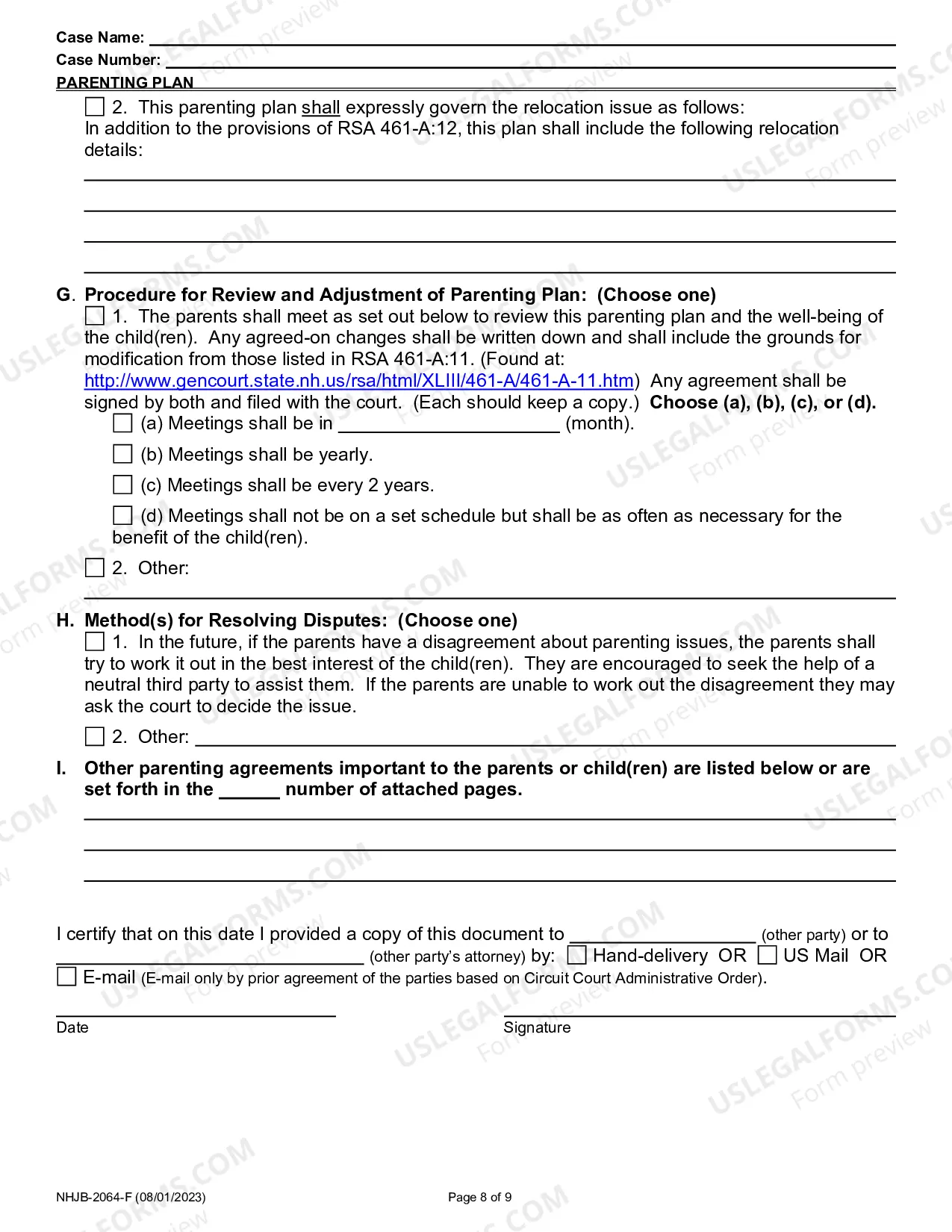 Preview Parenting Plan
