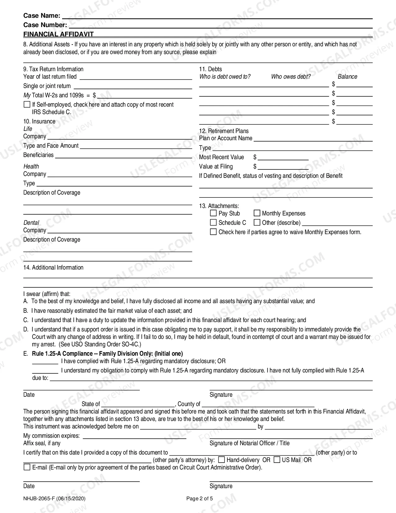 Preview Financial Affidavit