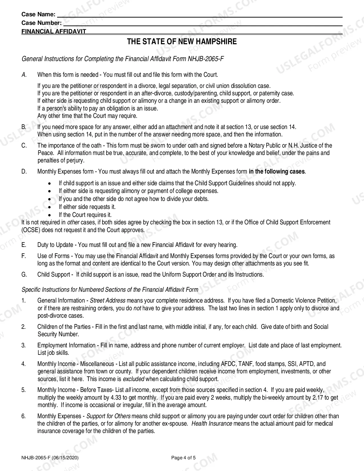 Preview Financial Affidavit