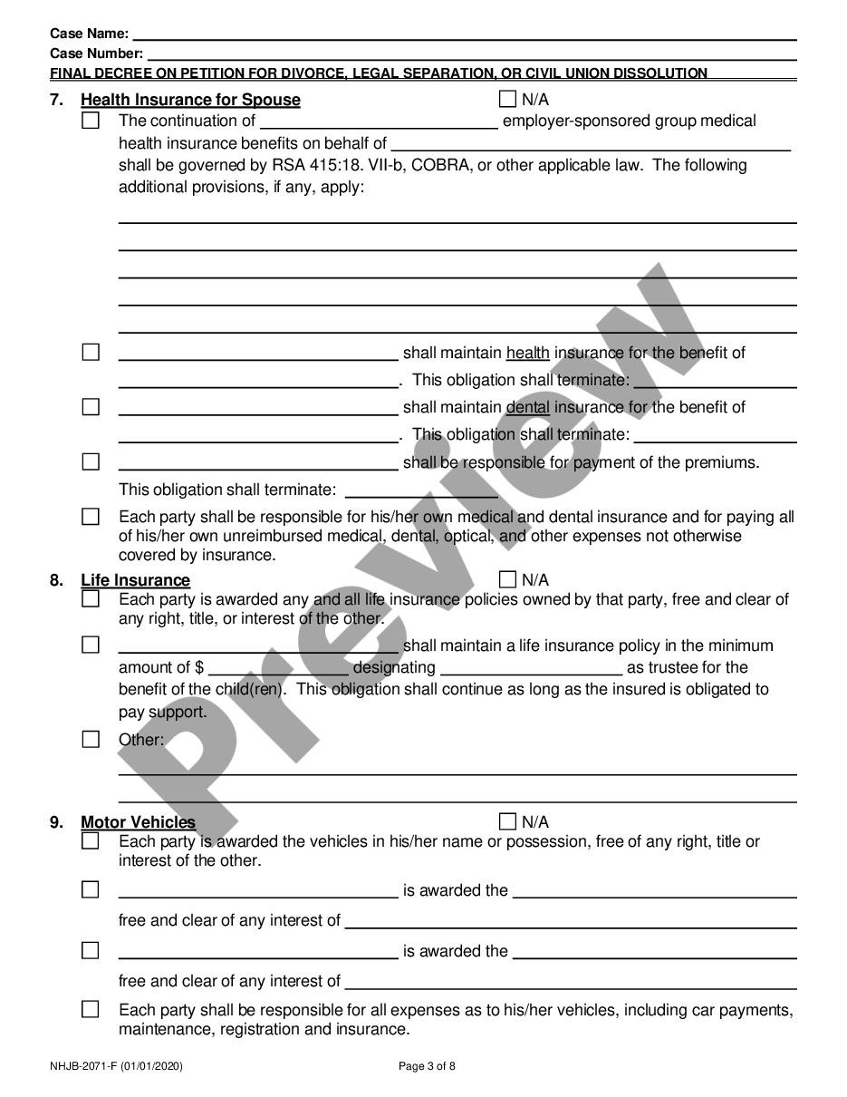 page 2 Final Decree on Divorce or Legal Separation preview