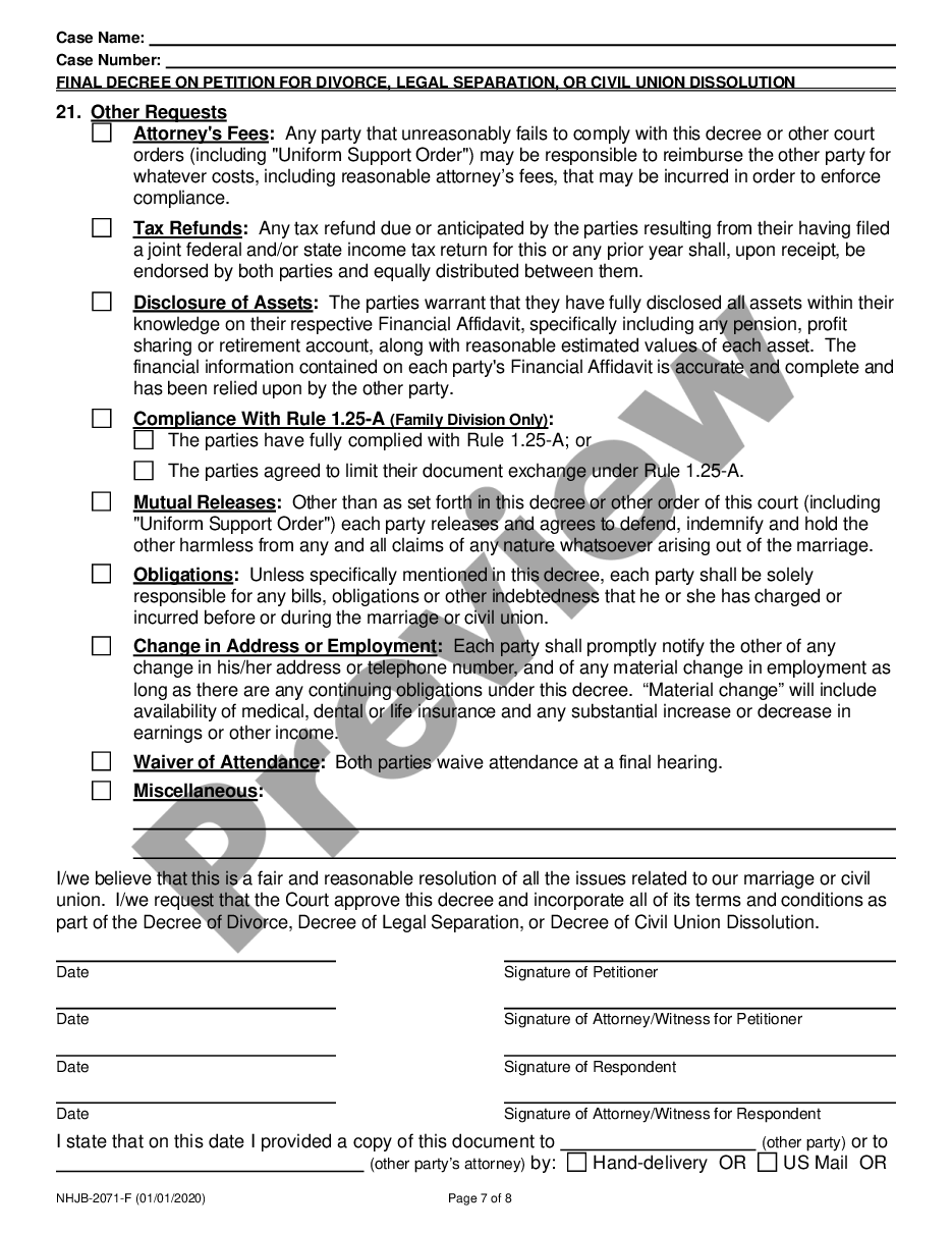 page 6 Final Decree on Divorce or Legal Separation preview