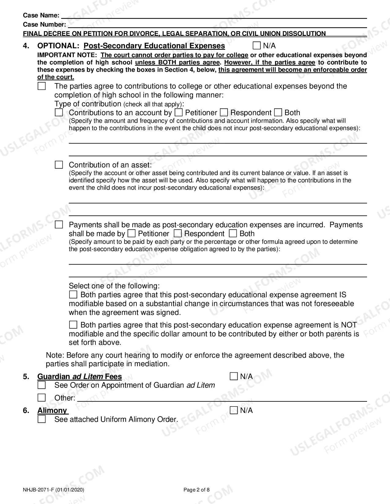 Preview Final Decree on Divorce or Legal Separation